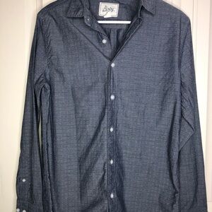 Bixby Men’s Textured Blue Print Nomad Long Sleeve Button Down Shirt Size Small